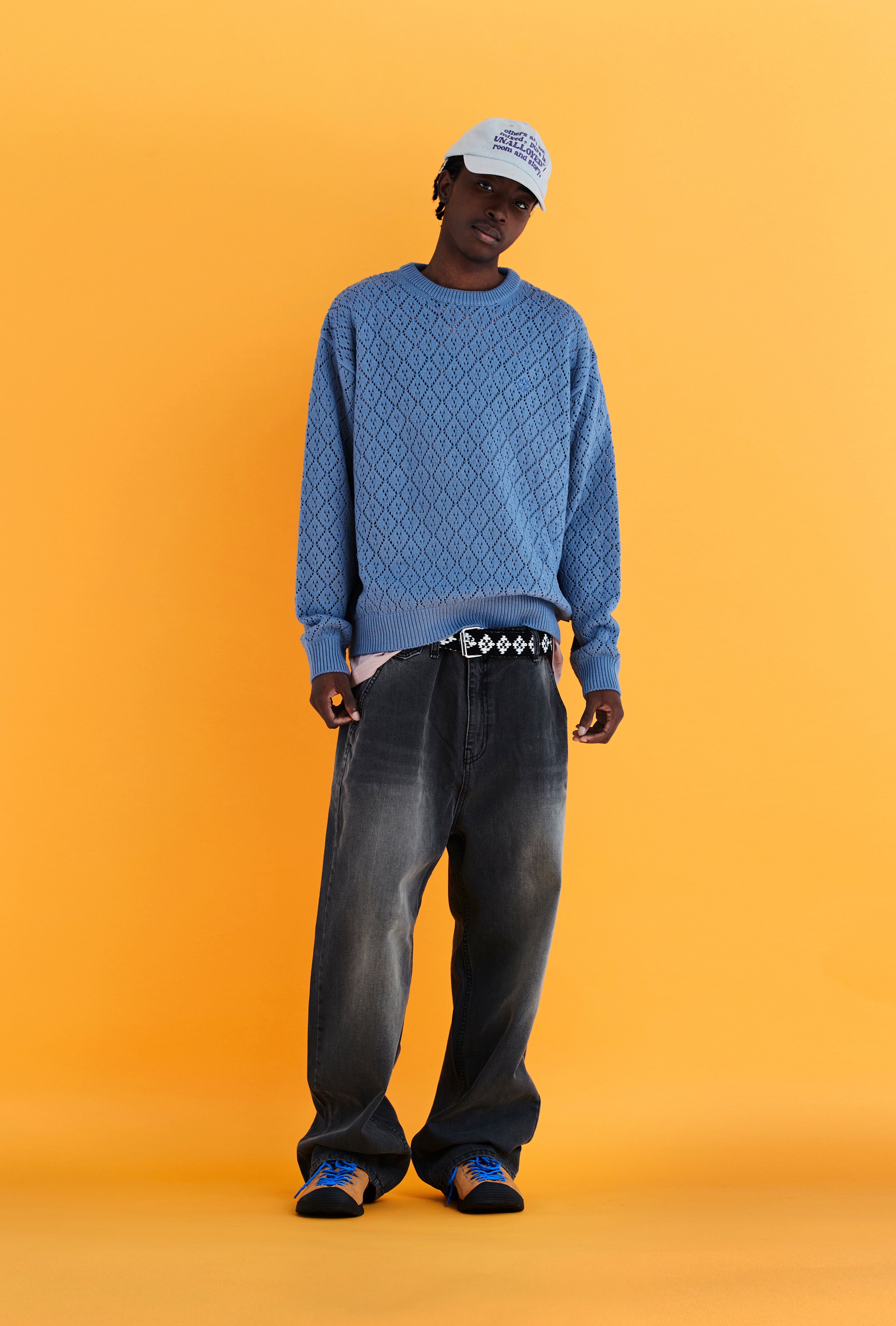 MESH ARGYLE KNIT / BLUE