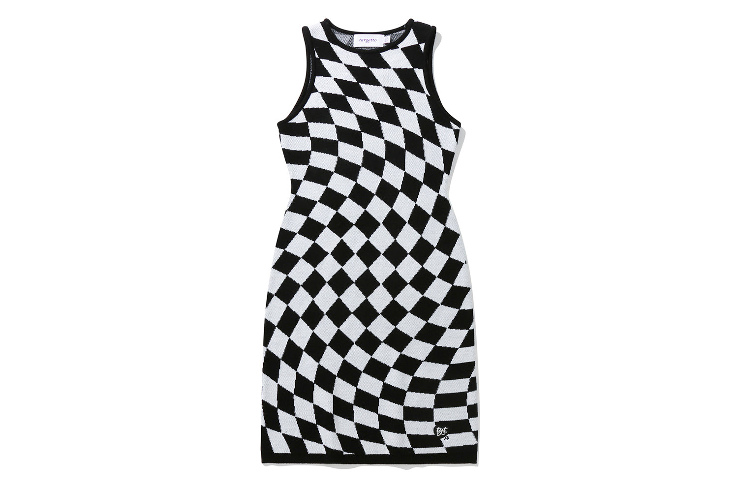 CHECKERBOARD KNIT ONEPIECE(BLACK)