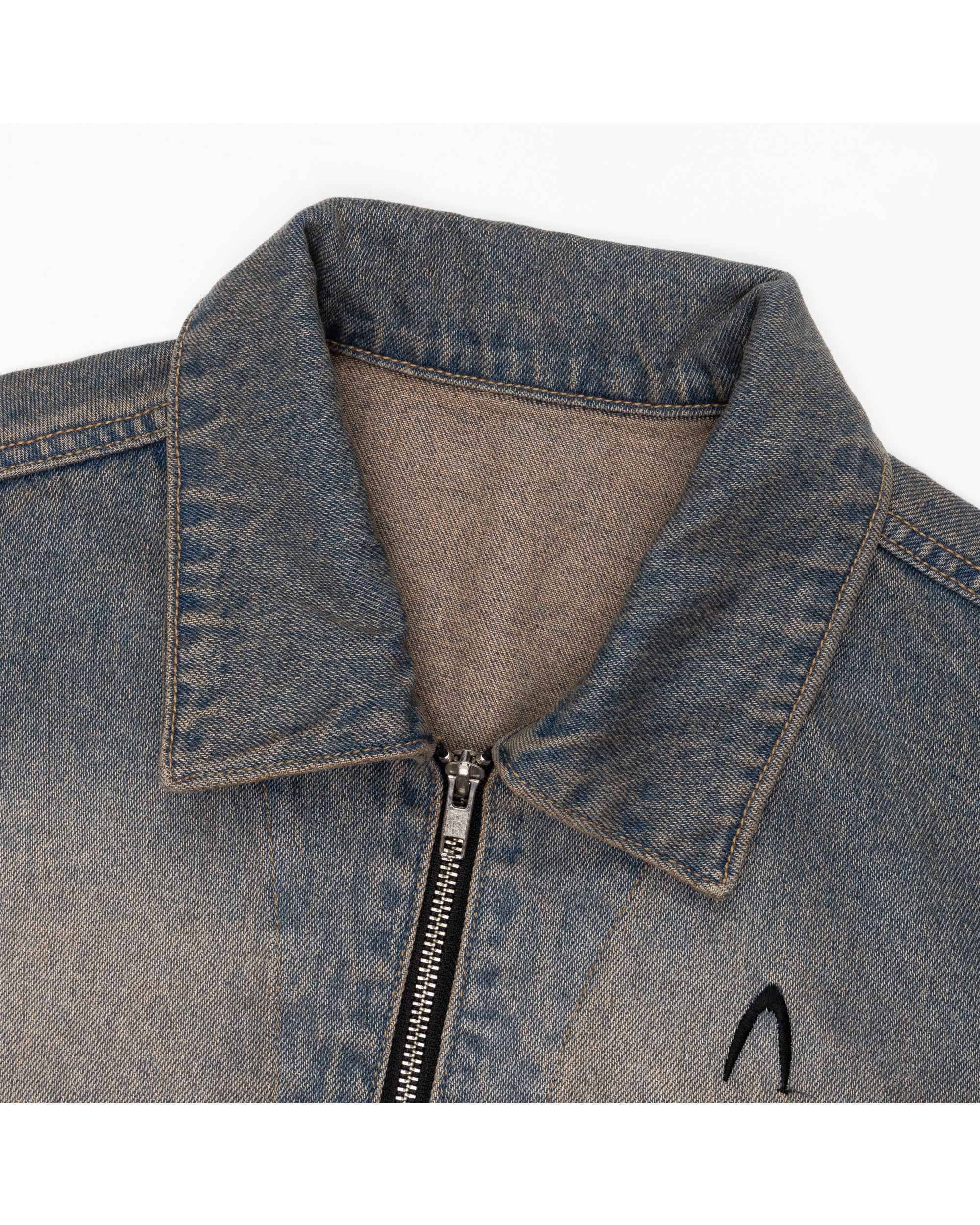 Washed Zip-up Denim Jacket (Sand Blue)