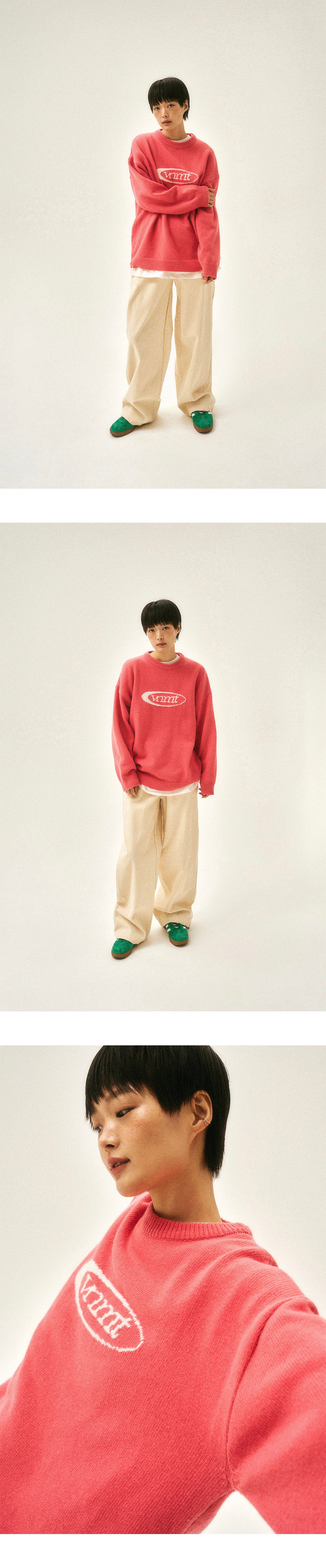 Sport logo supersize wool knit_pink