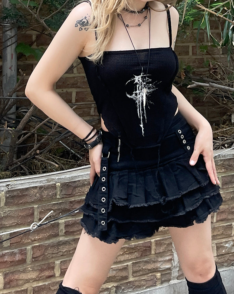 y2k punk damage cancan mini skirt