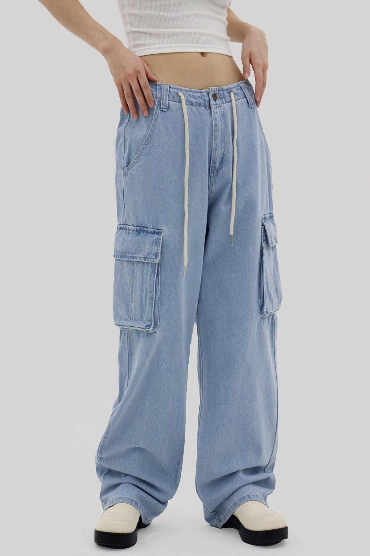 Denim Cargo Wide Pants (2color)