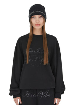 [ISS002-1] SIGNATURE GRAPHIC MOCK NECK SWEATSHIRTS BLACK