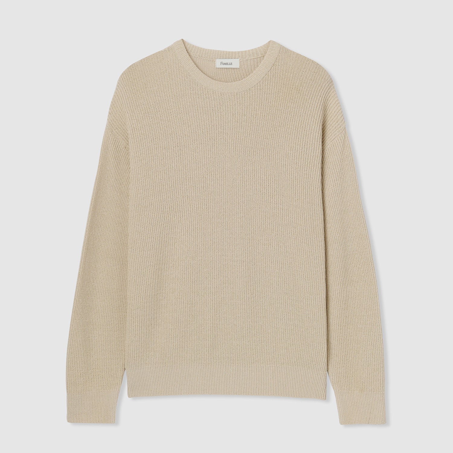 CREW NECK KNIT SWEATER(LIGHT BEIGE)