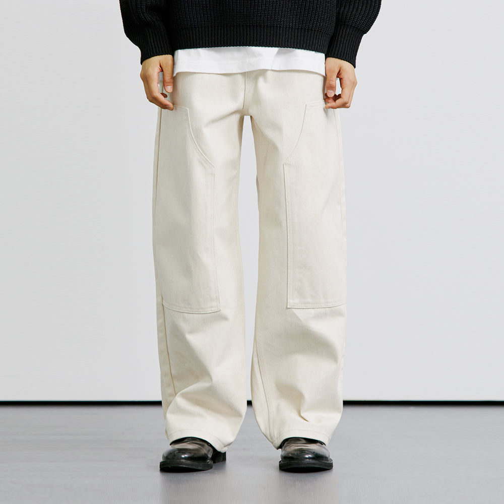 HIROI DOUBLE KNEE WIDE PANTS CREAM