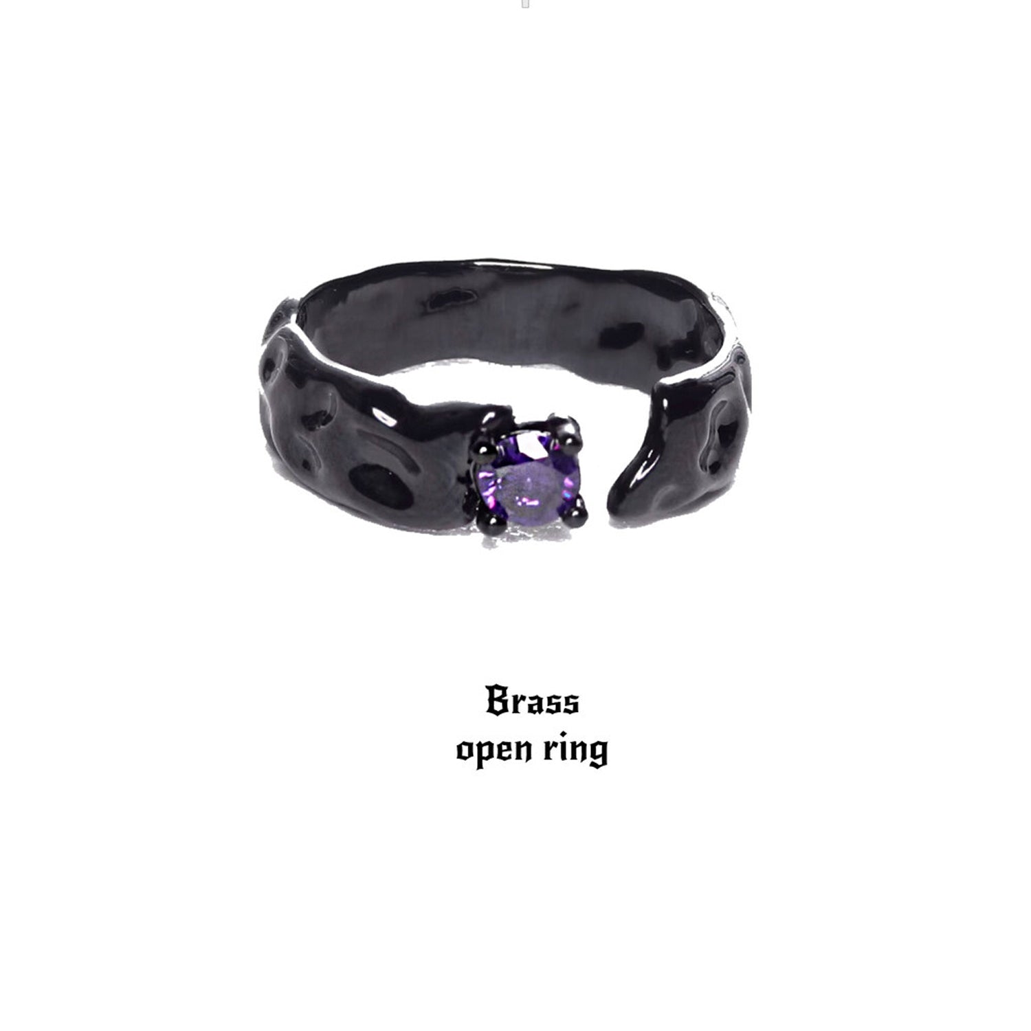 Black Purple Cubic Open Ring