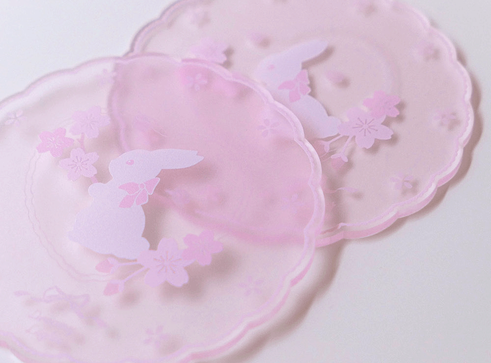 Cherry blossom rabbit ♡ acrylic coaster