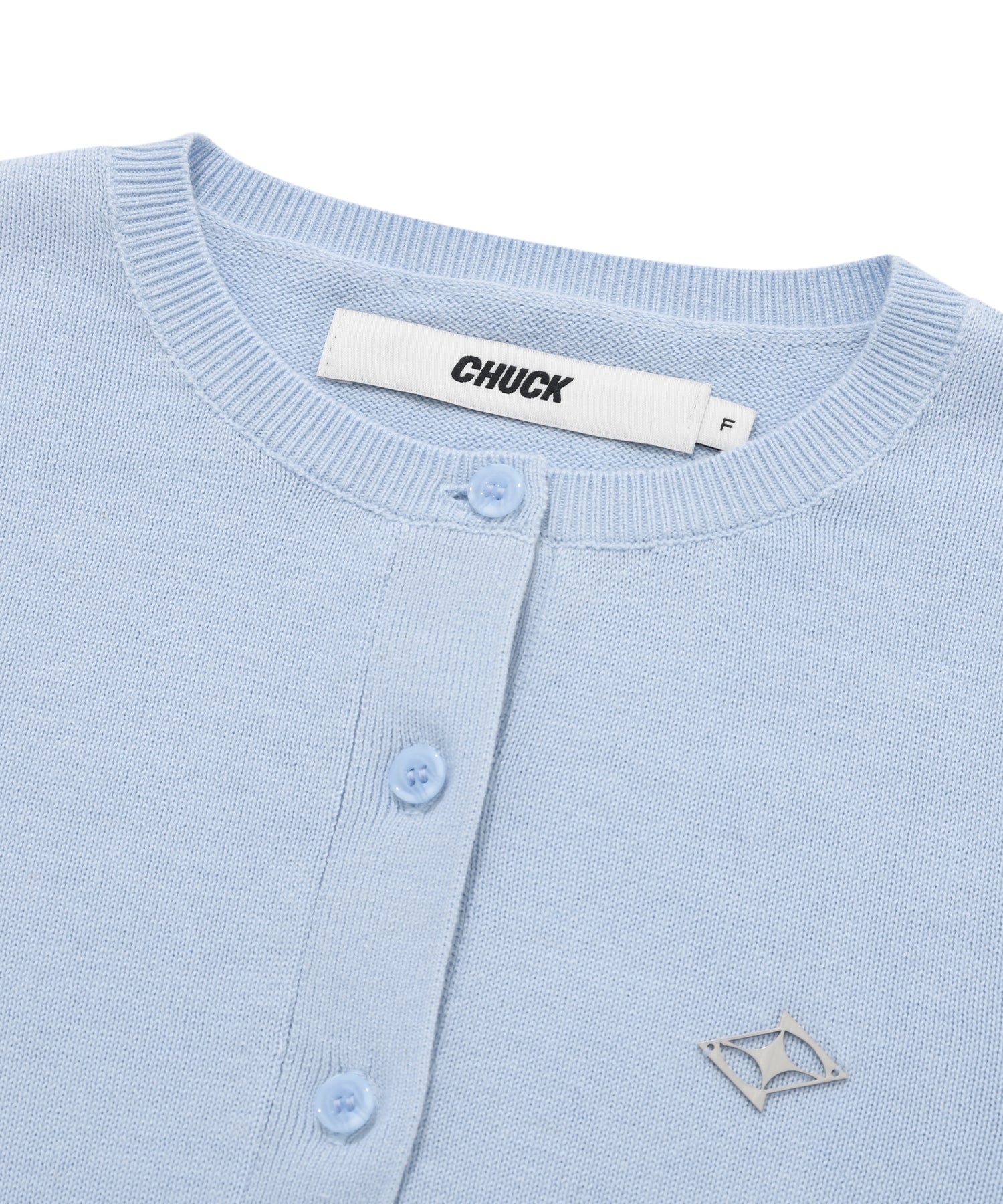 CHUCK ラウンドネックスリムフィットニットカーディガン / CHUCK ROUND NECK SLIM FIT KNIT CARDIGAN (SKY BLUE)