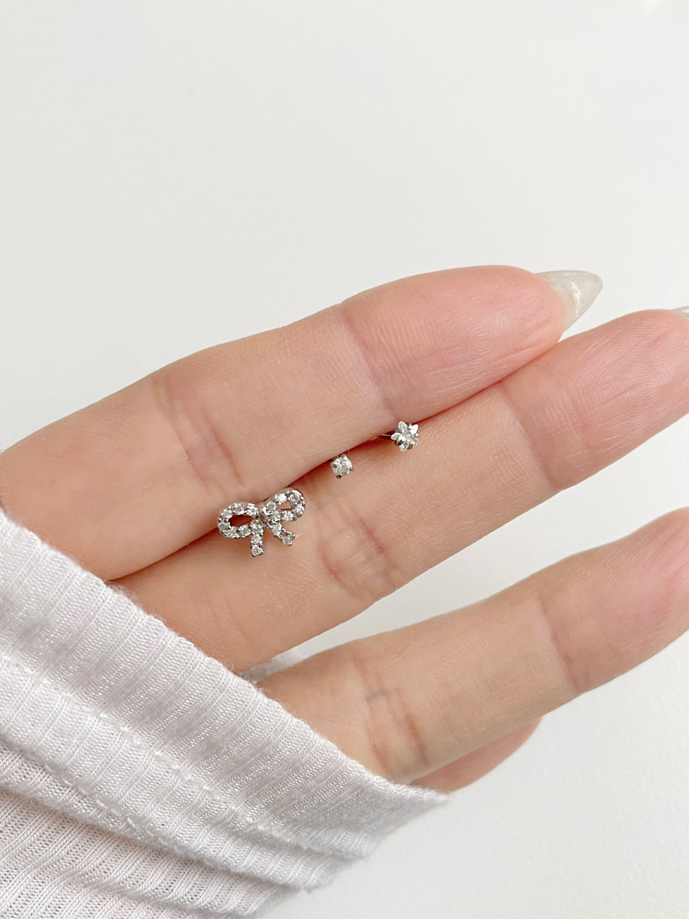 [3 set] round cubic ribbon piercing set 