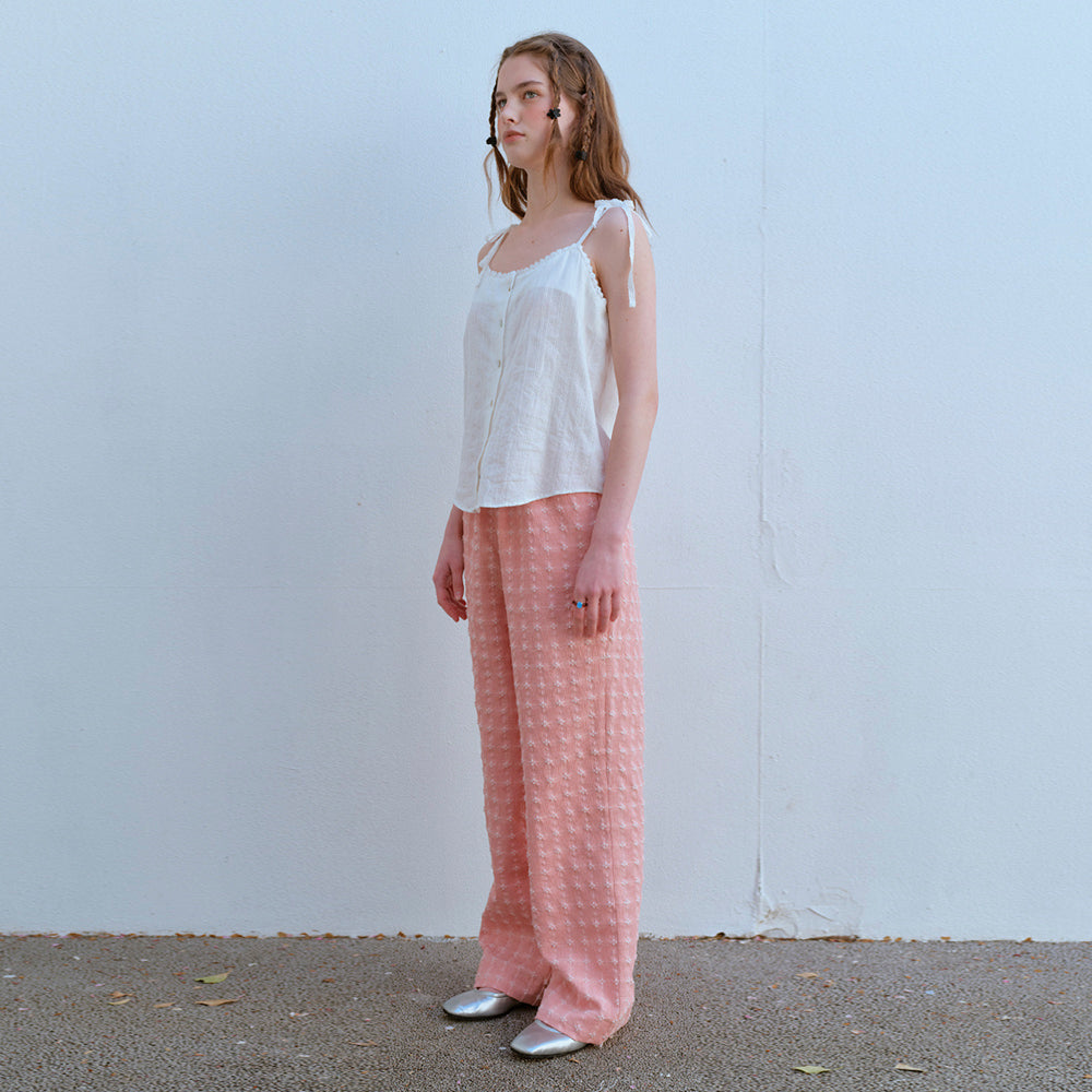  JACQUARD BANDING PANTS, PEACH