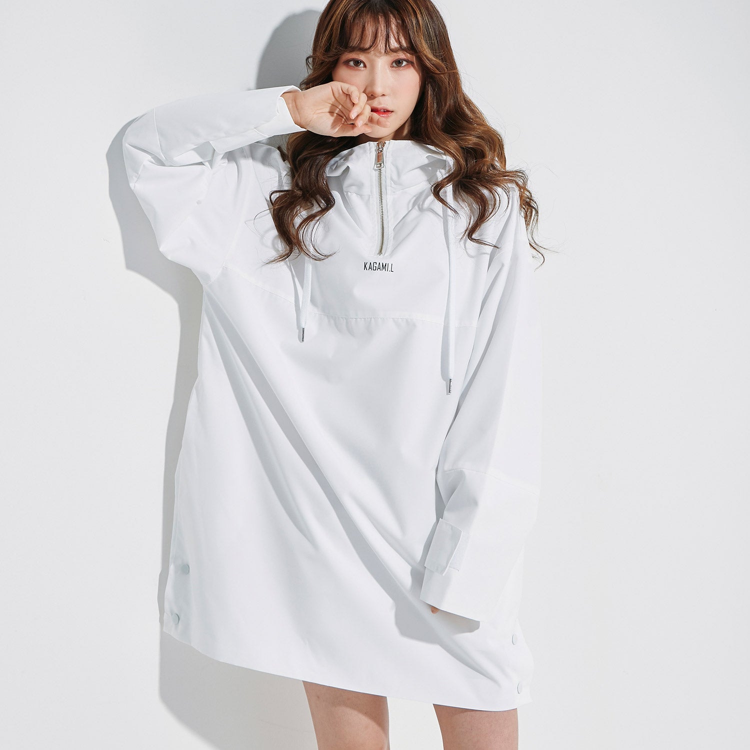 Oversize Anorack Hoodie Onepiece White