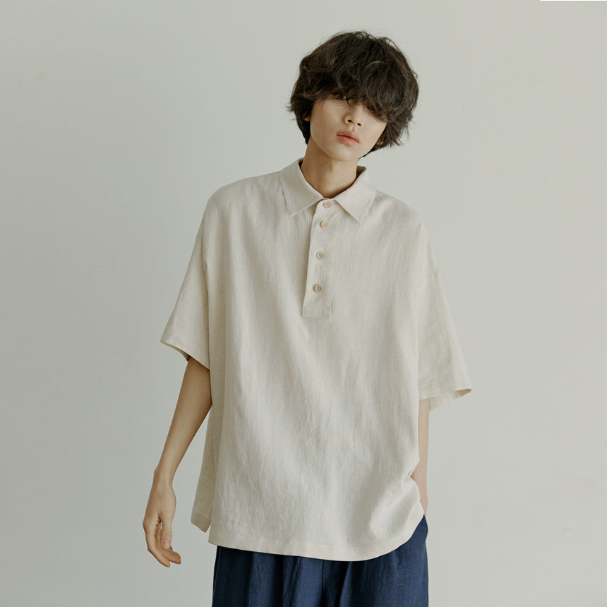 unisex half henlyneck shirts beige