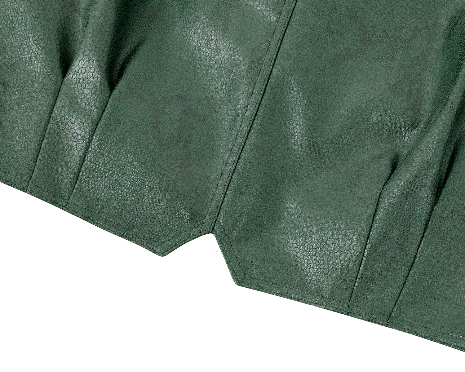 Faux-Leather Cropped Zip-Up Jacket _ Green