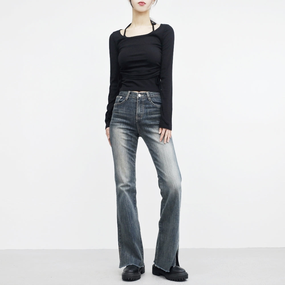 Slant Slit Bootcut Pants