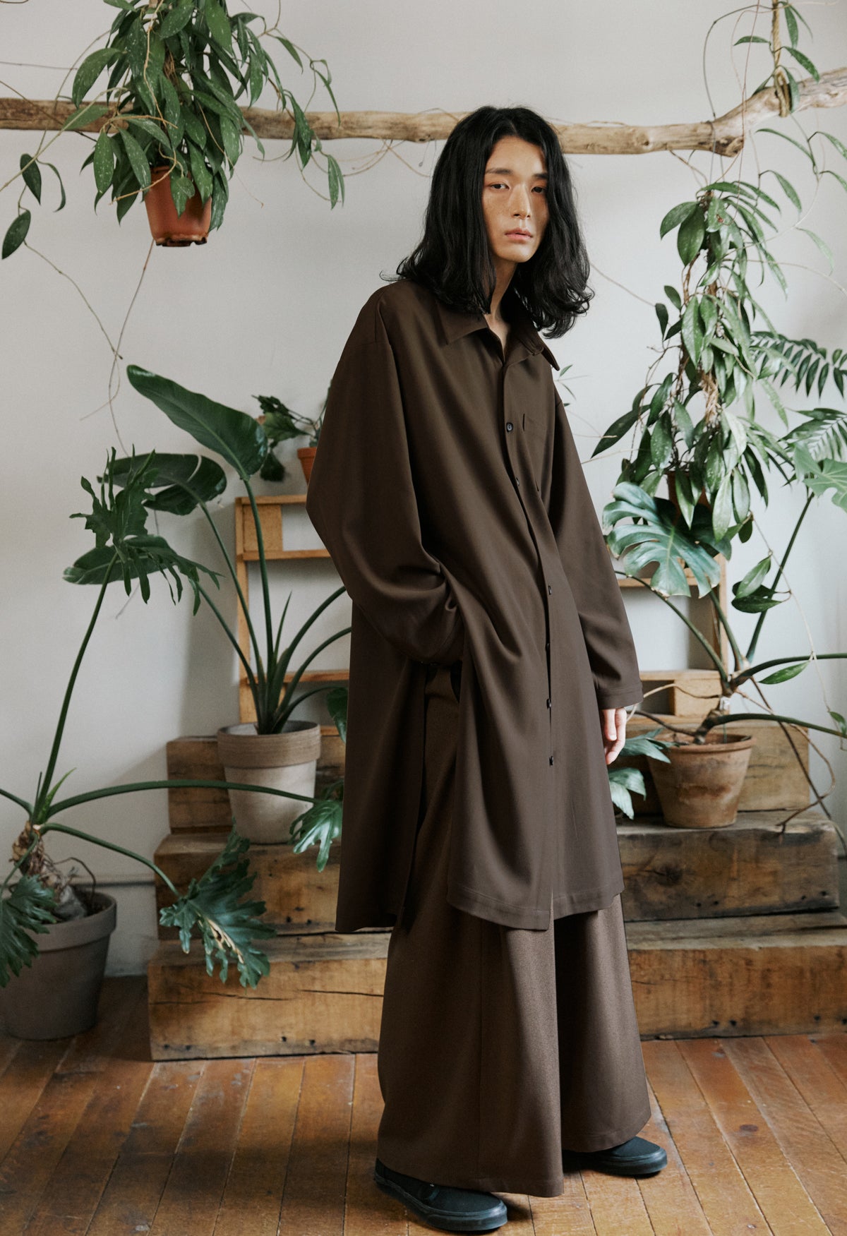 unisex jungle long shirts brown