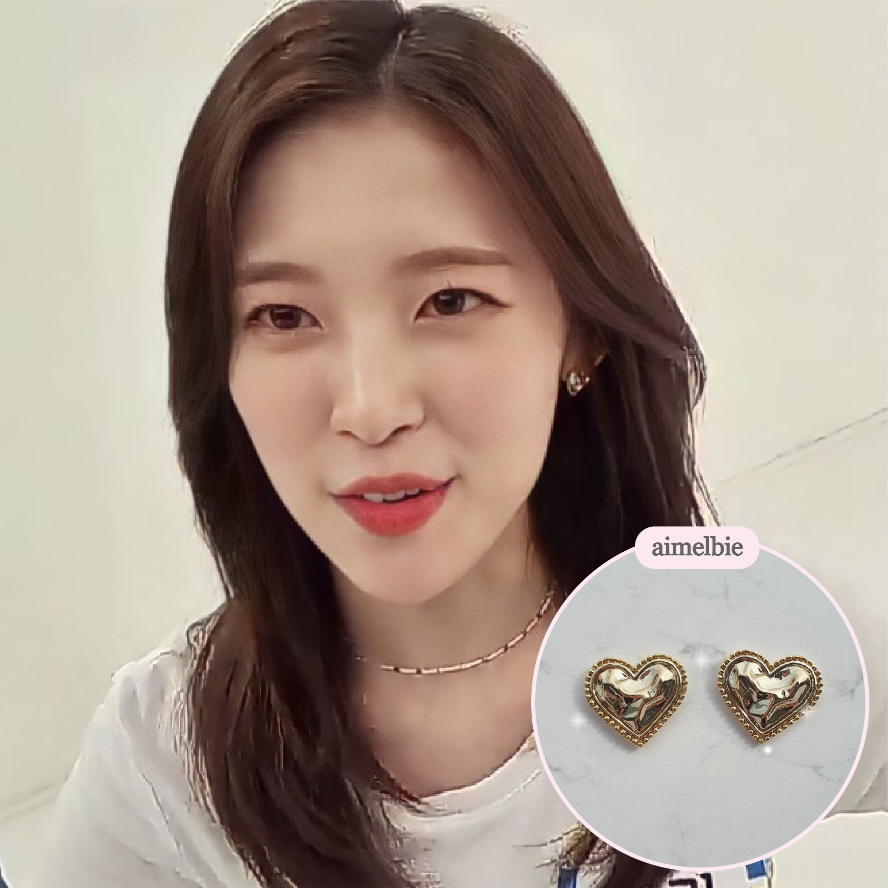  Gold Laced Hearts Piercing (G-idle Miyeon, IVE Yujin, Oh My Girl Seunghee, Arin, Hyojung Piercing)