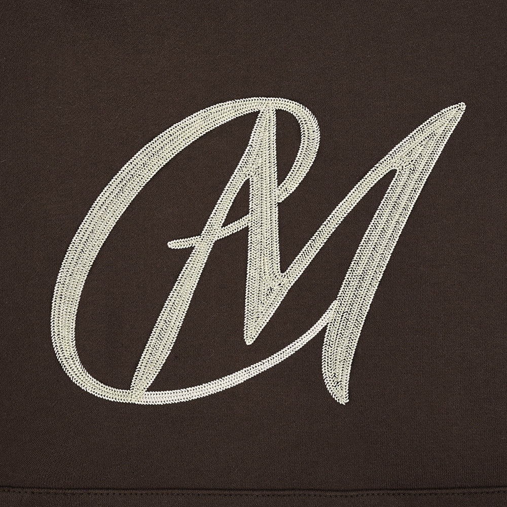 MM Logo Embroidery Hoodie in brown