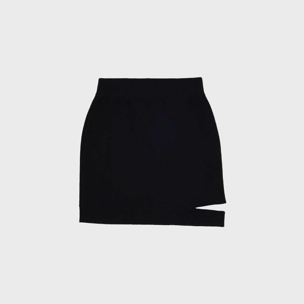 CUT-OUT MINI SKIRT_VELVET BLACK