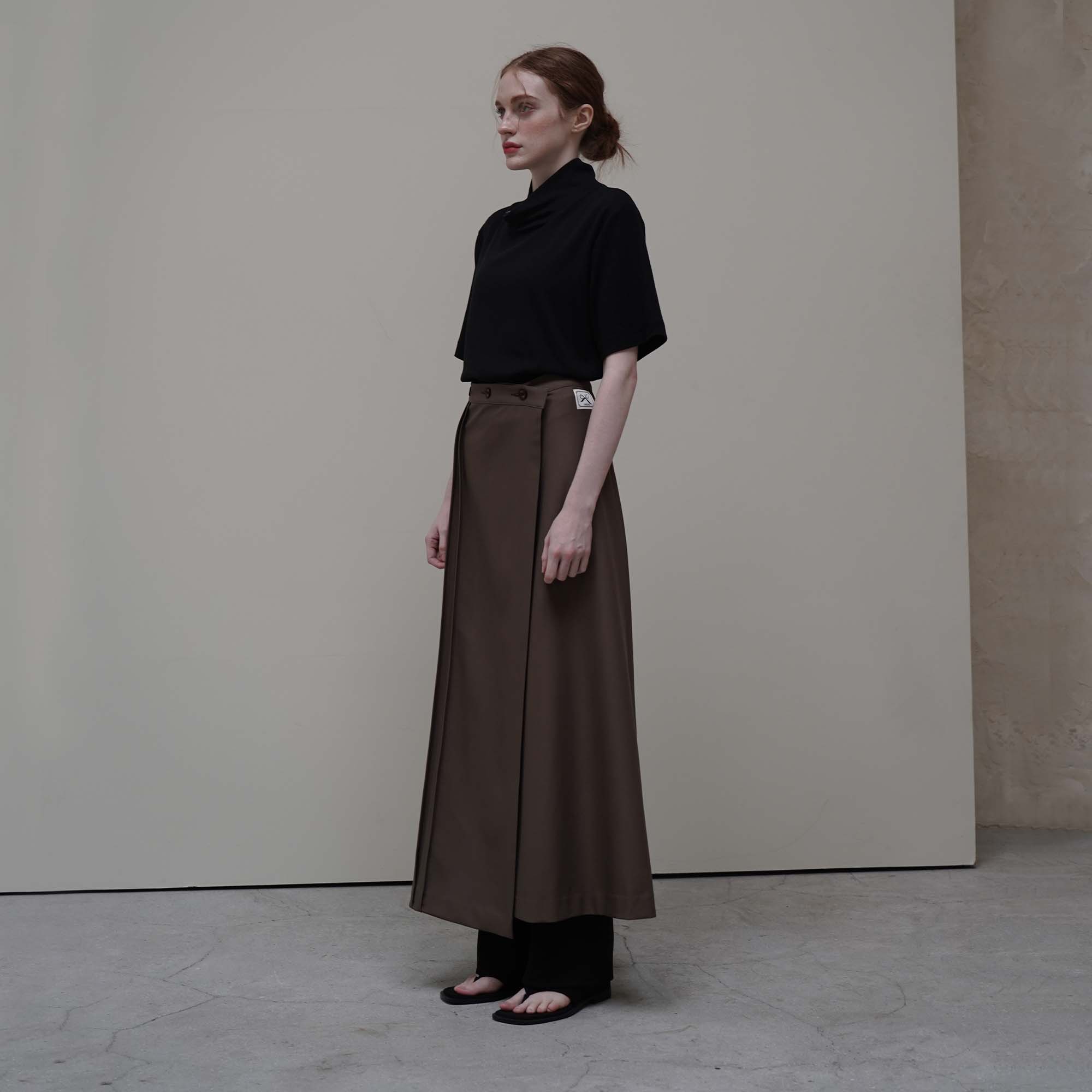 Brown Long Wrap Skirts