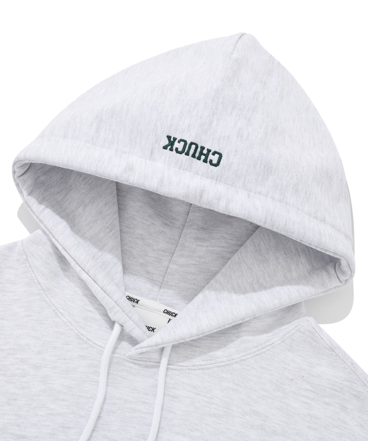 CHUCK アプリケアーチロゴフーディ / CHUCK APPLIQUE ARCH LOGO HOODIE (LIGHT GRAY&GREEN)