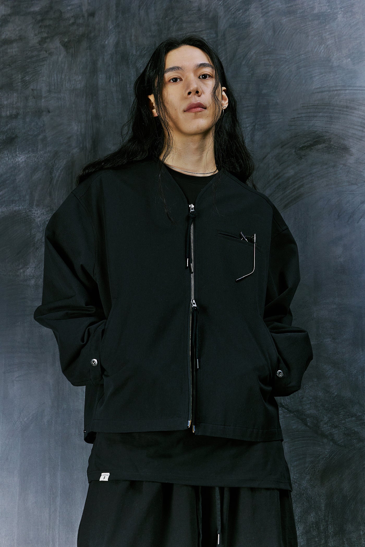 EARTH COTTON Y ZIP-UP JACKET (Black)