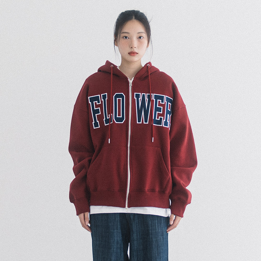 FLOWER ZIP UP HOOD(WINE)