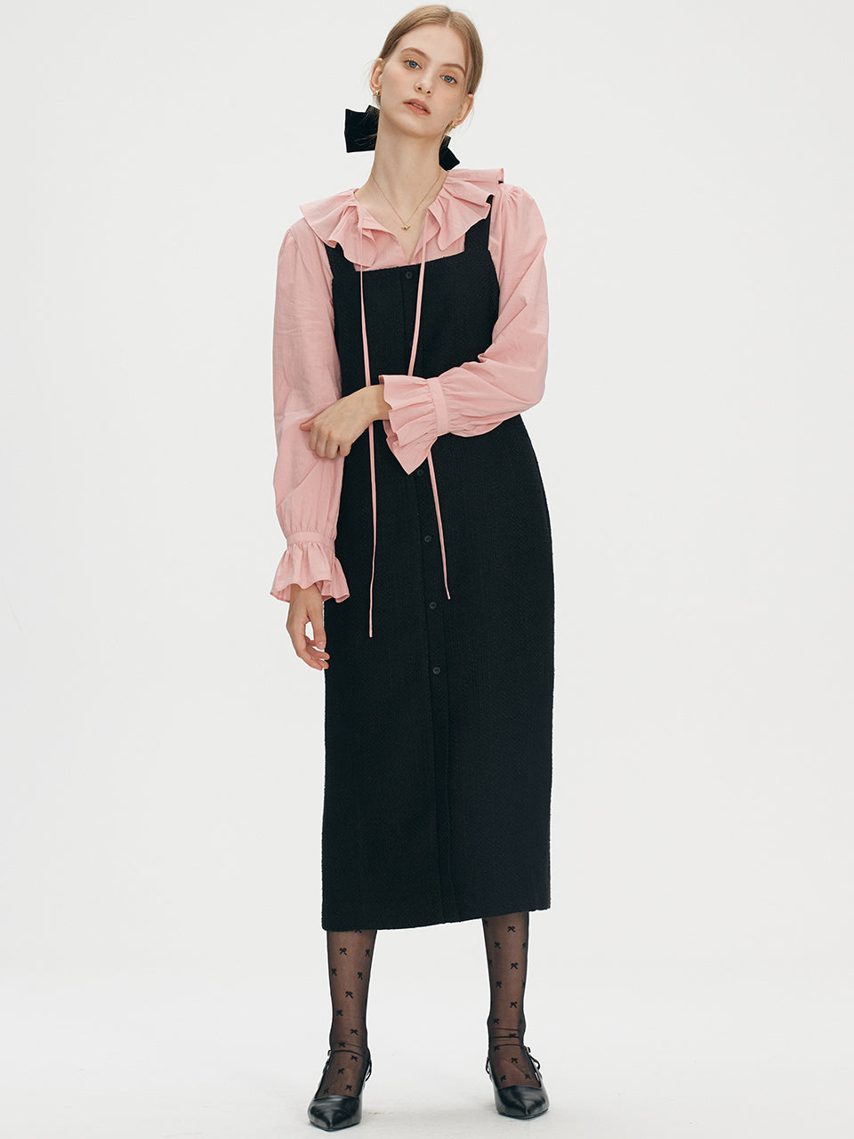 Tweed layered dress - Pink