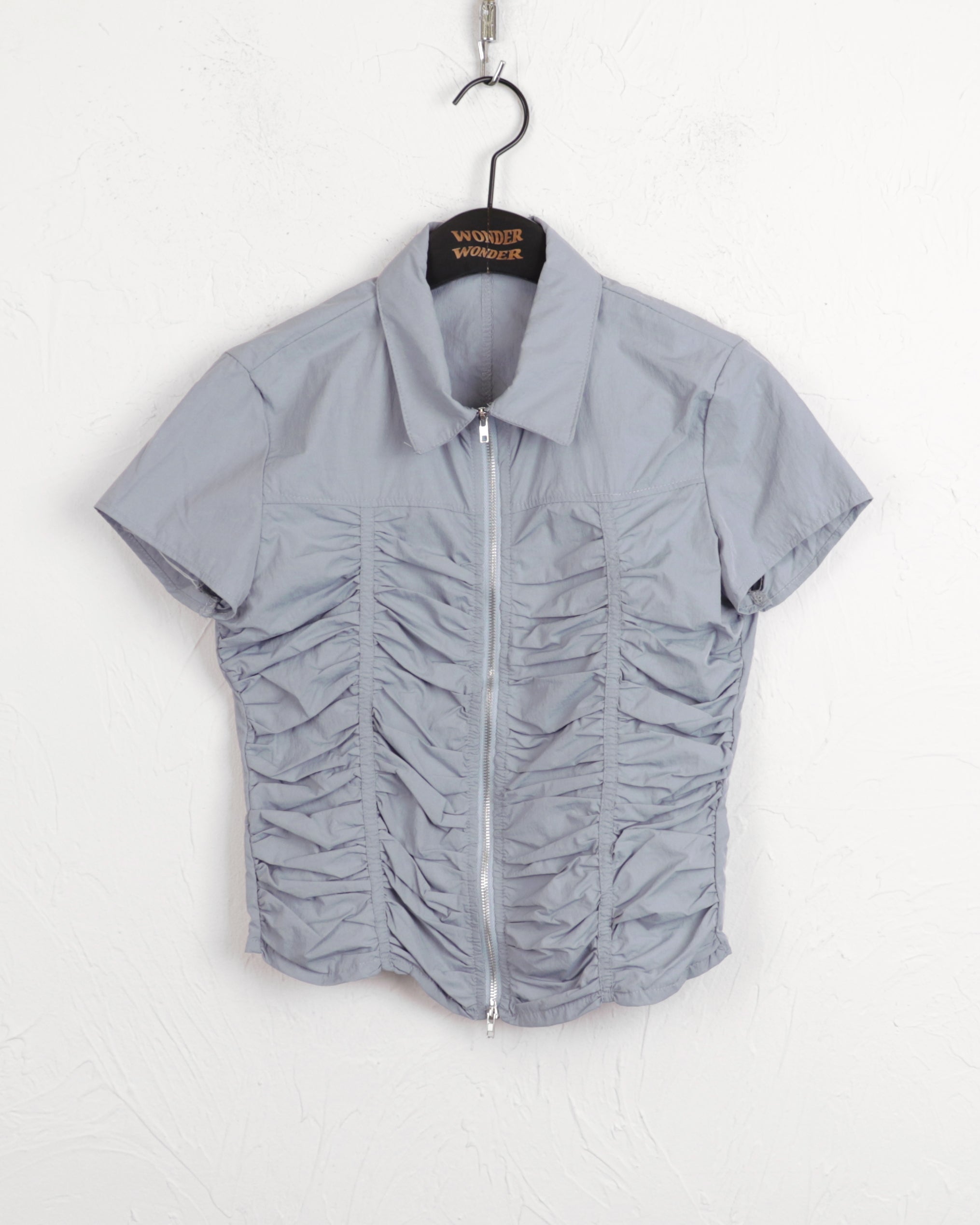 Pave gopchang pleated shirring two-way nylon short-sleeved jacket