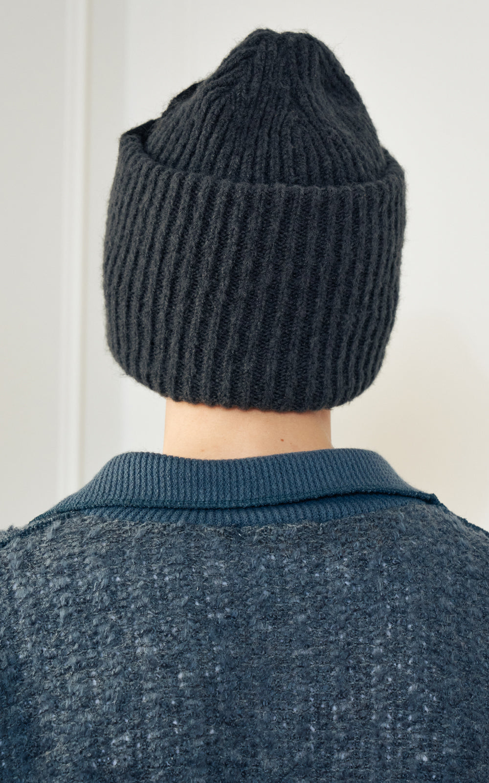 CONTRAST WIDE KNIT BEANIE_[BK