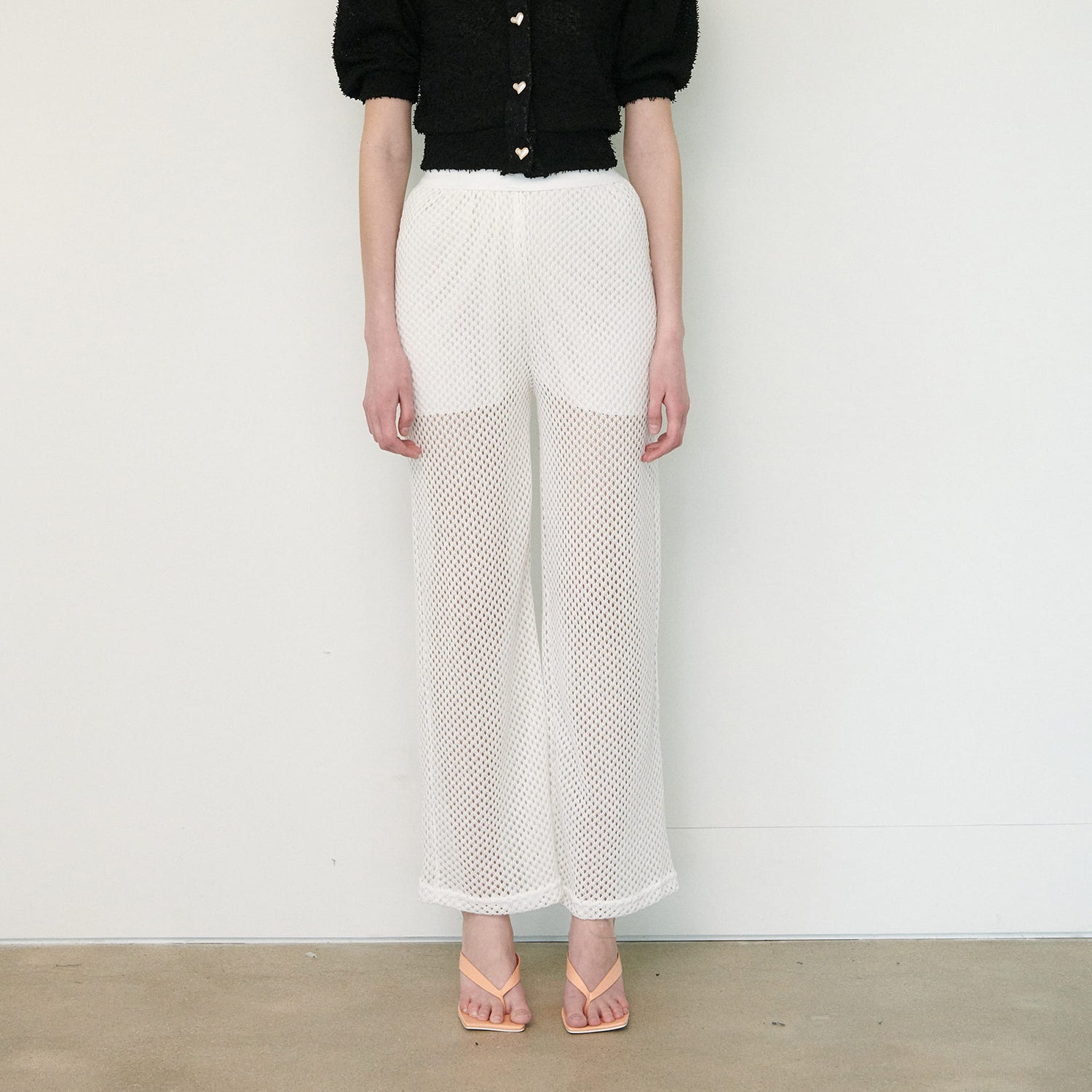 SEE-THROUTH NET PANTS, WHITE