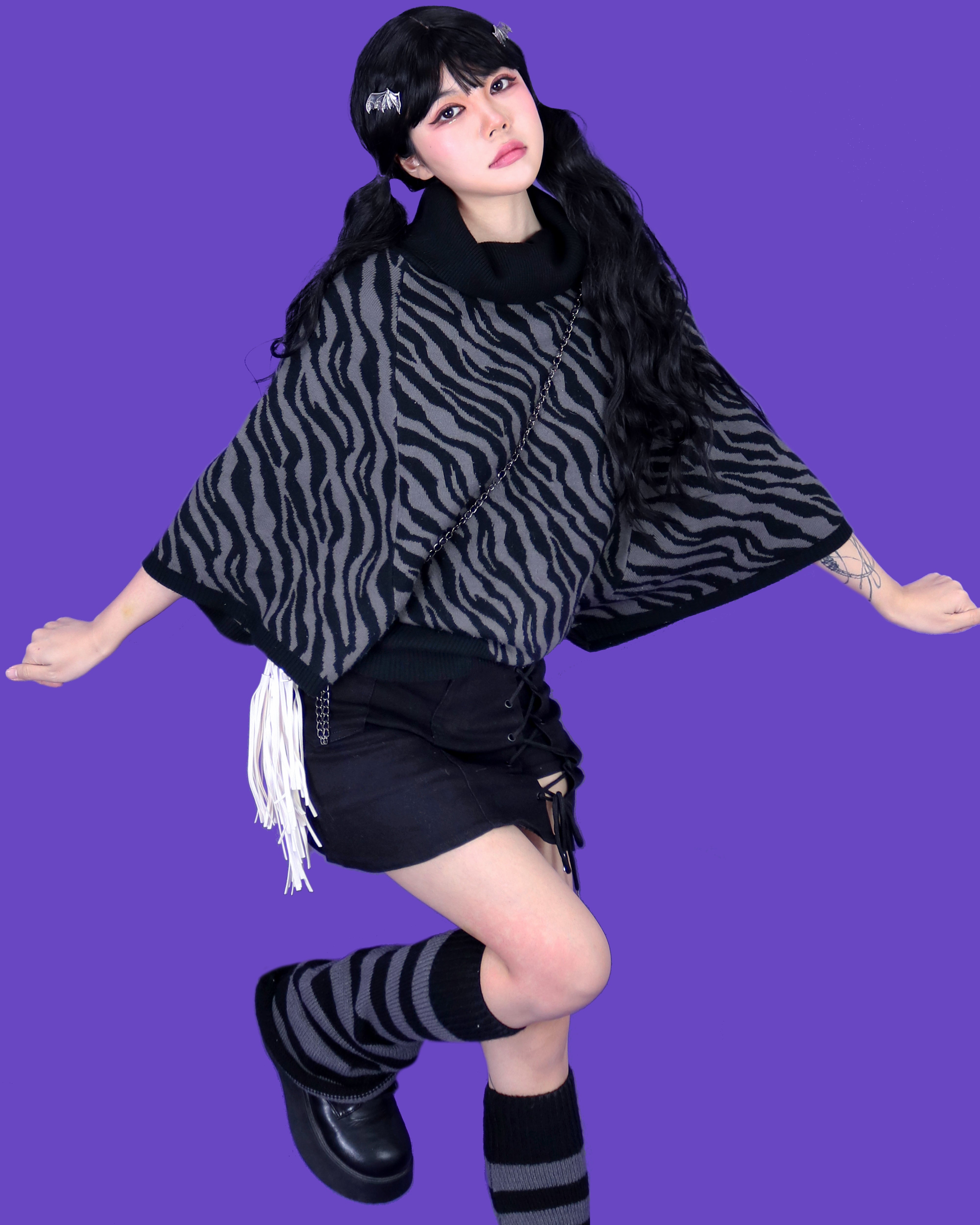 striped knit leg warmer (2color)