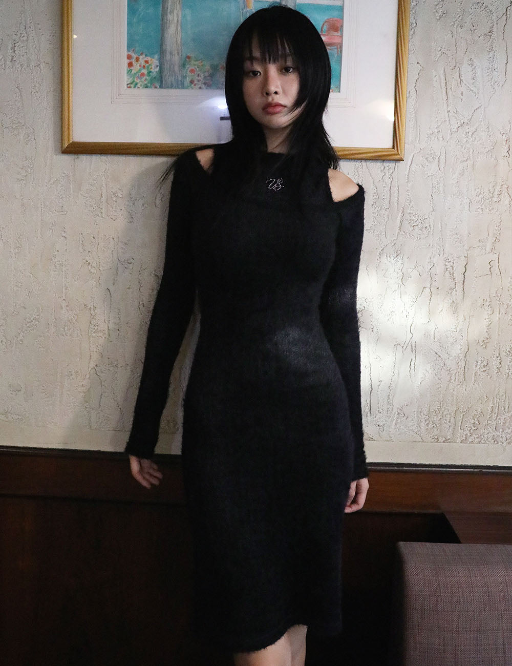 ANGORA SLIM DRESS(BLACK)