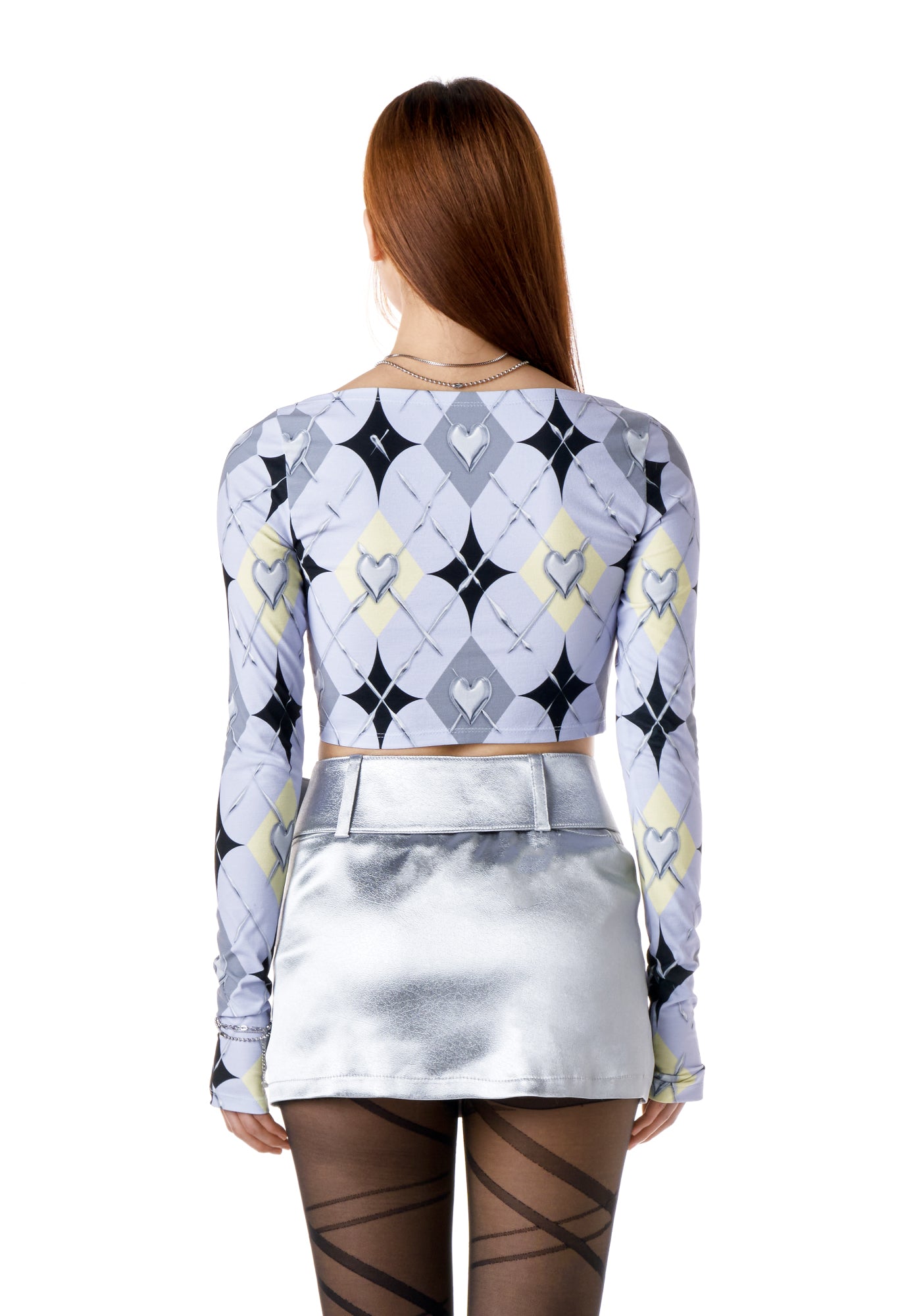 CHROME ARGYLE CROP TOP (BLUE)