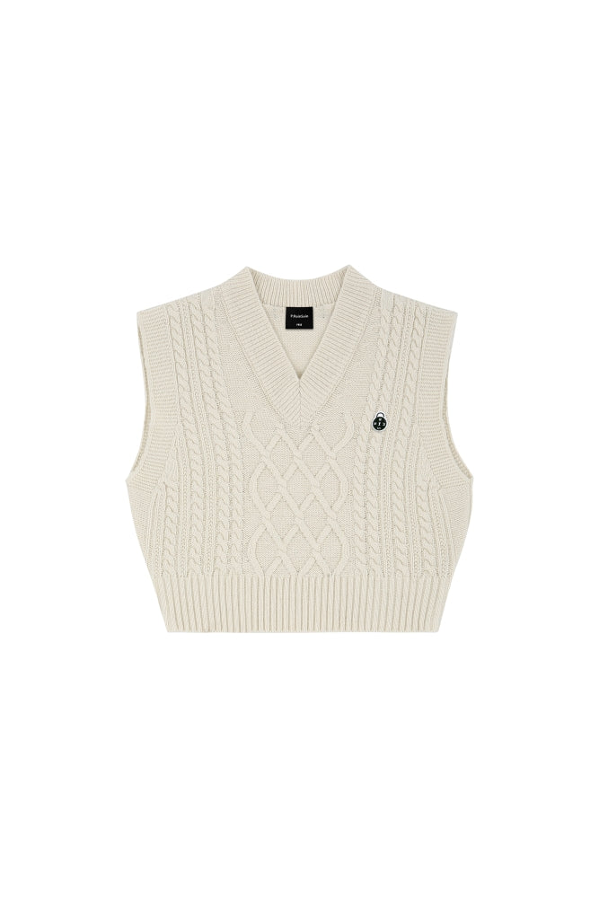 IVORY TWISTED CROP KNITTED VEST