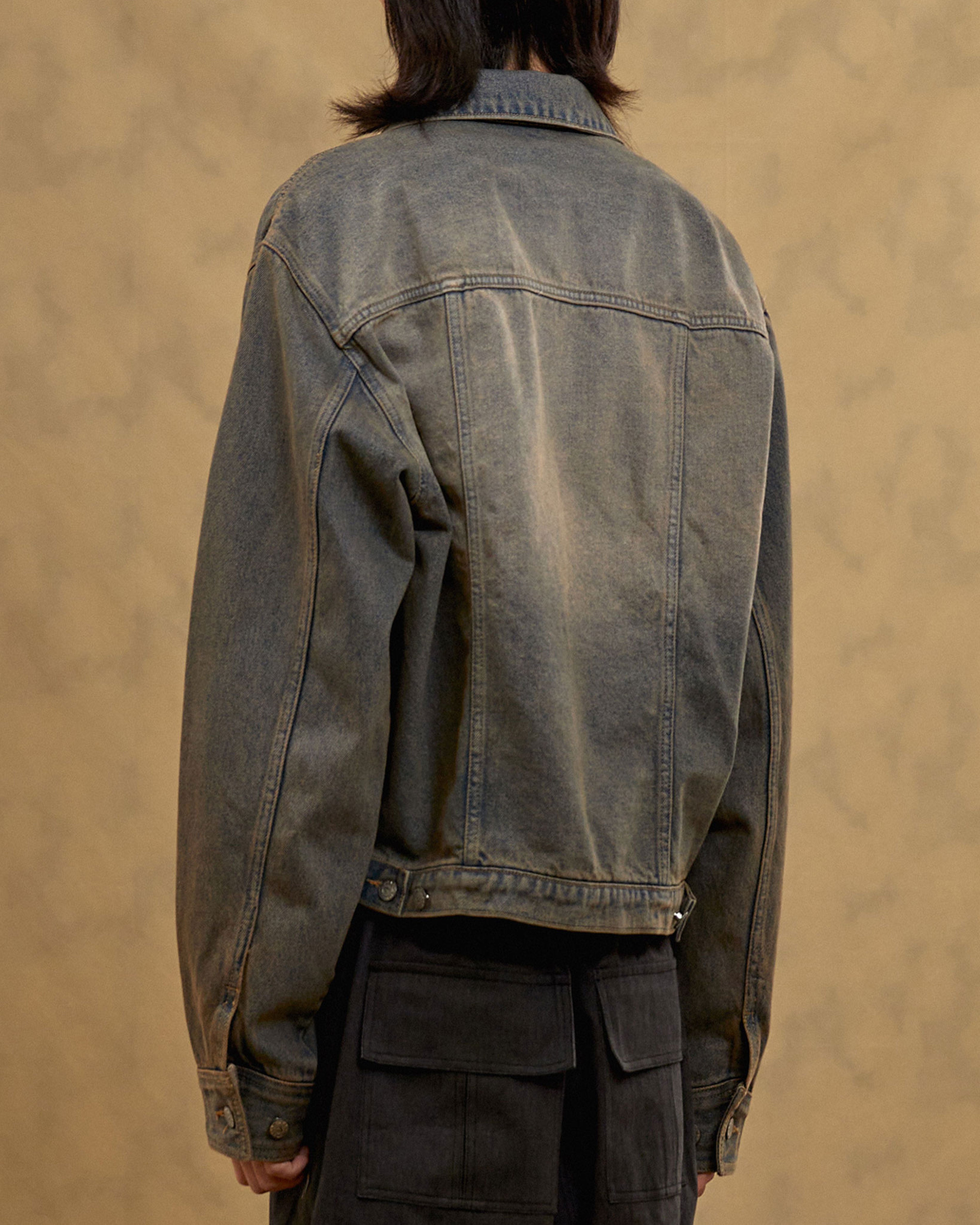 Washed Zip-up Denim Jacket (Sand Blue)