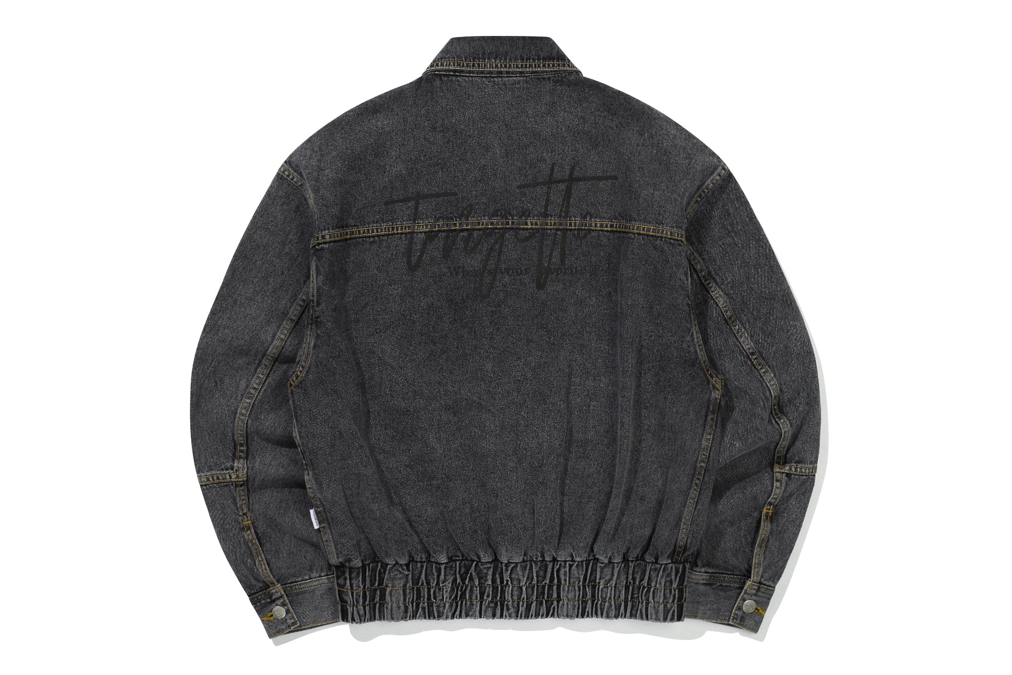 WASHED DENIM BLOUSON_BLACK