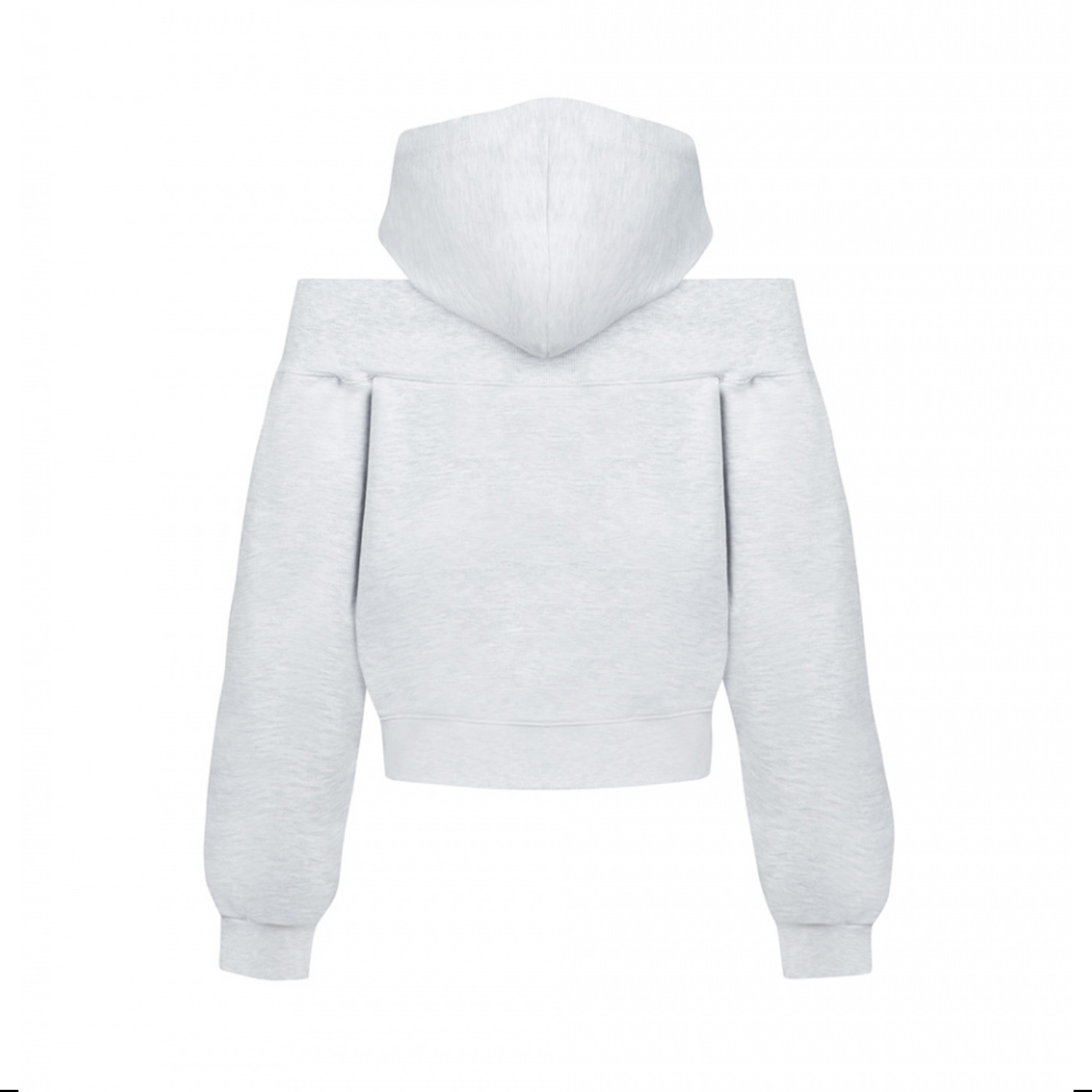 Open Shoulder Zip Up Hoodie (MELANGE WHITE)