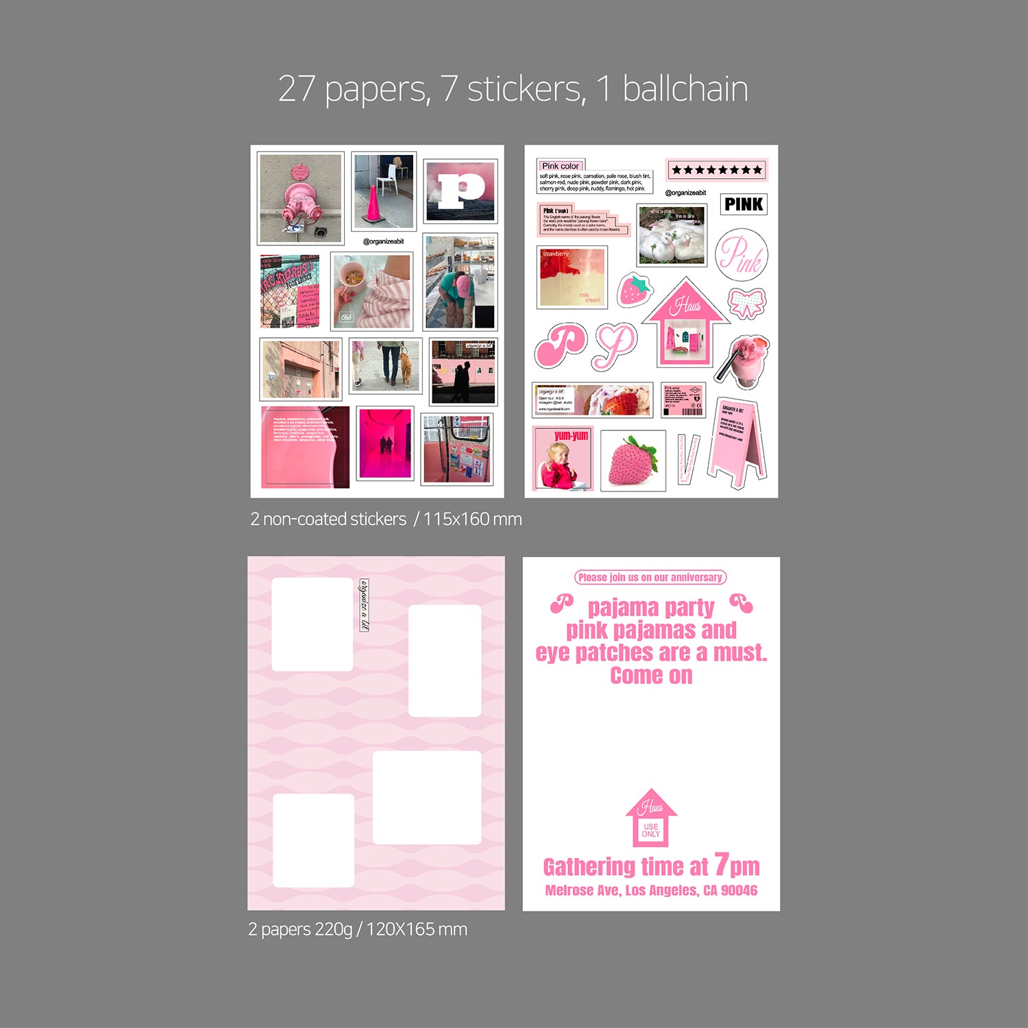 oab tone pack pink / scrap sticker set