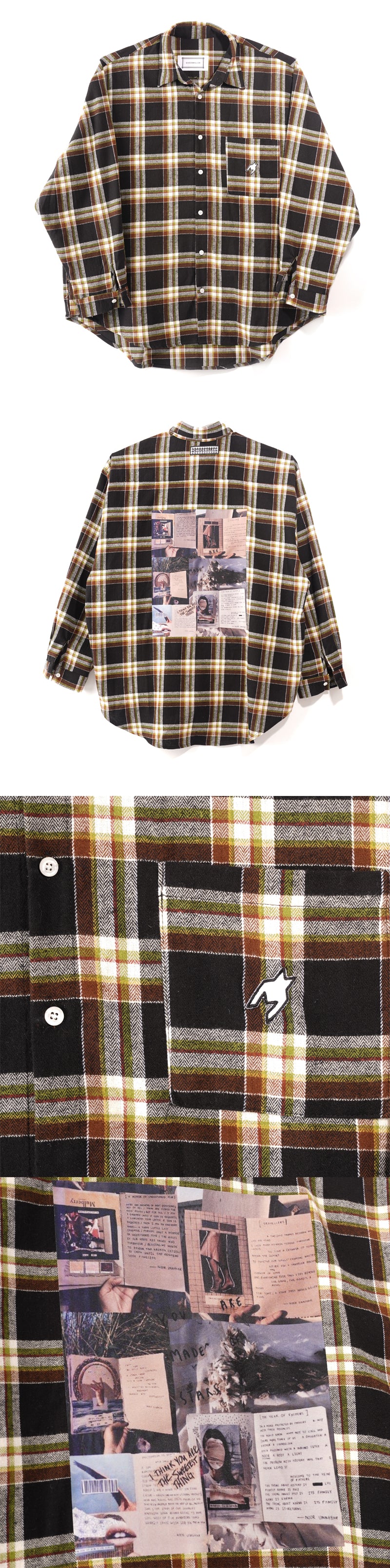 PHOTO PRINT PLAID LOGO SHIRT (BLACK)