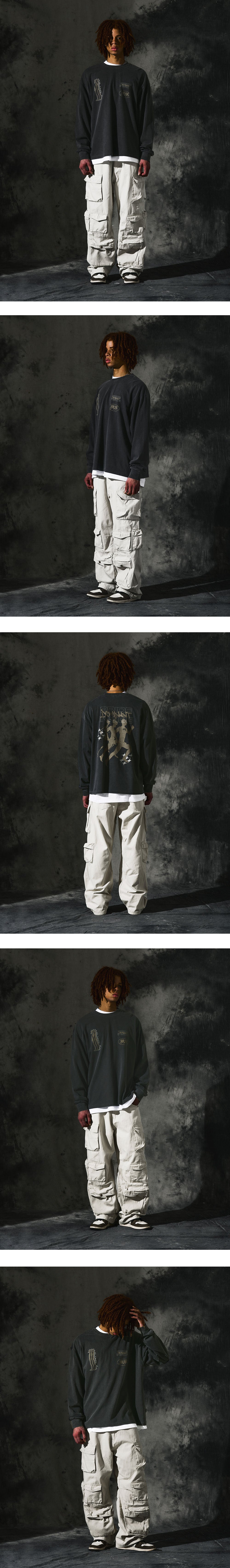 [16s Cotton]RP Pigment Washing Long Sleeve_Charcoal