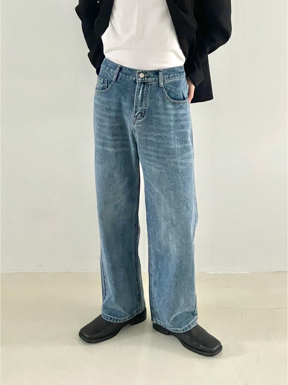 Long wide fit denim pants