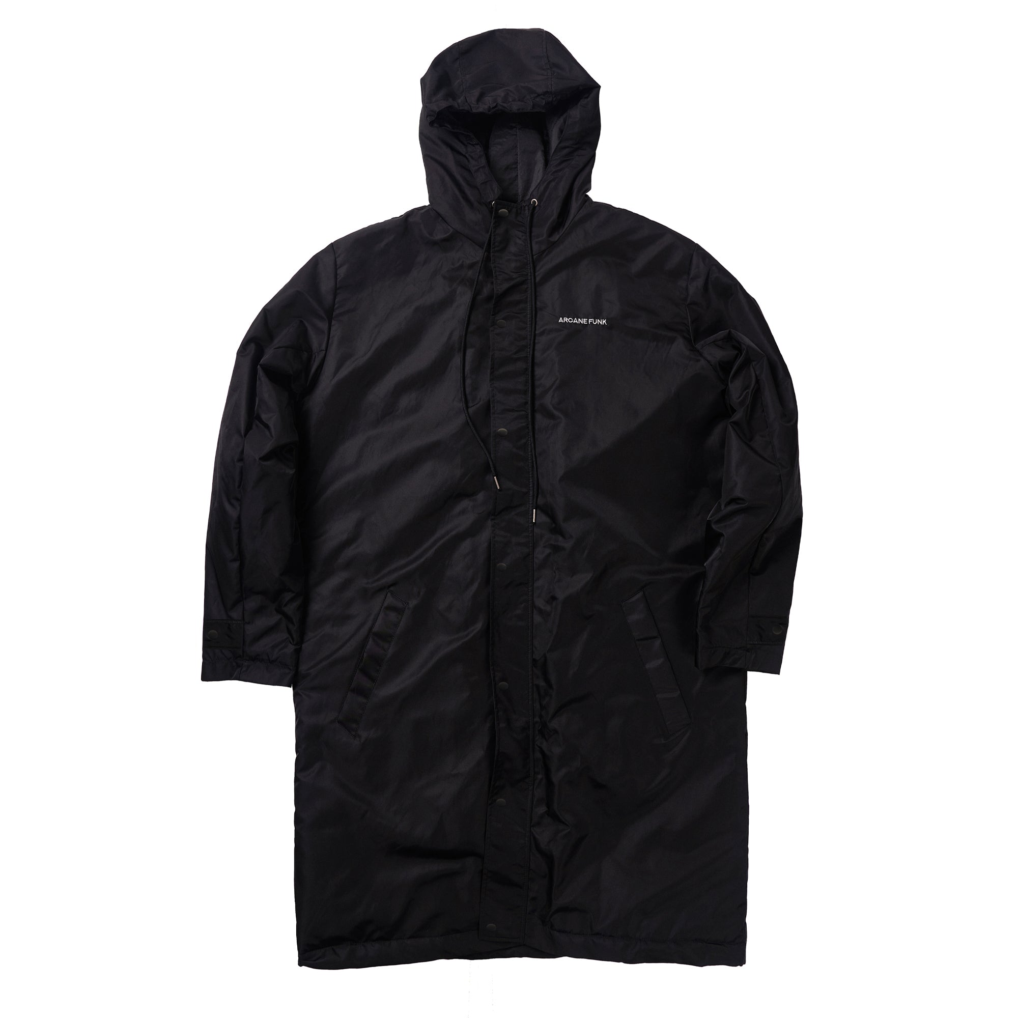 NYLON HOOD LONG PARKA black