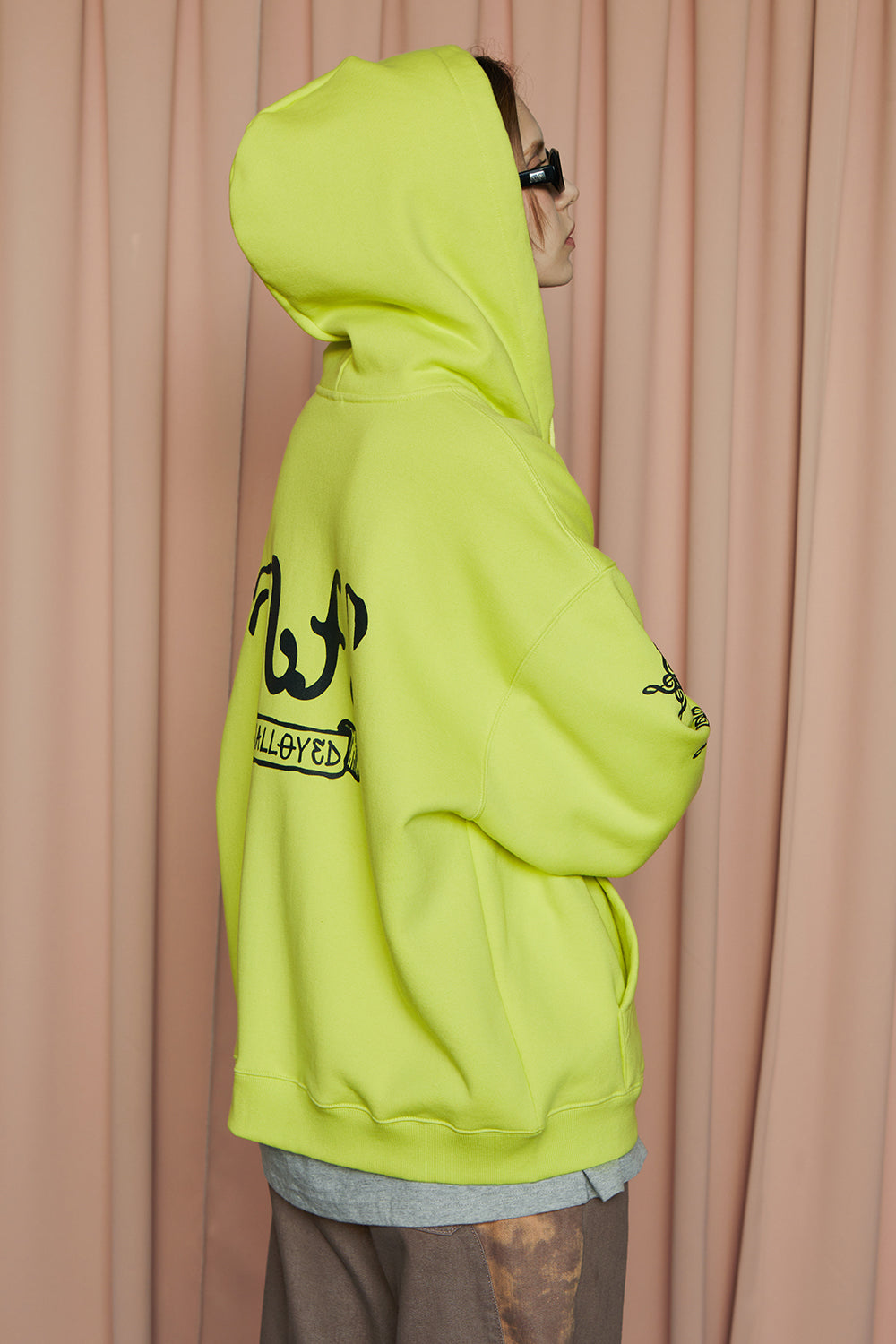 STAR ZIP-UP HOODIE / LIME YELLOW