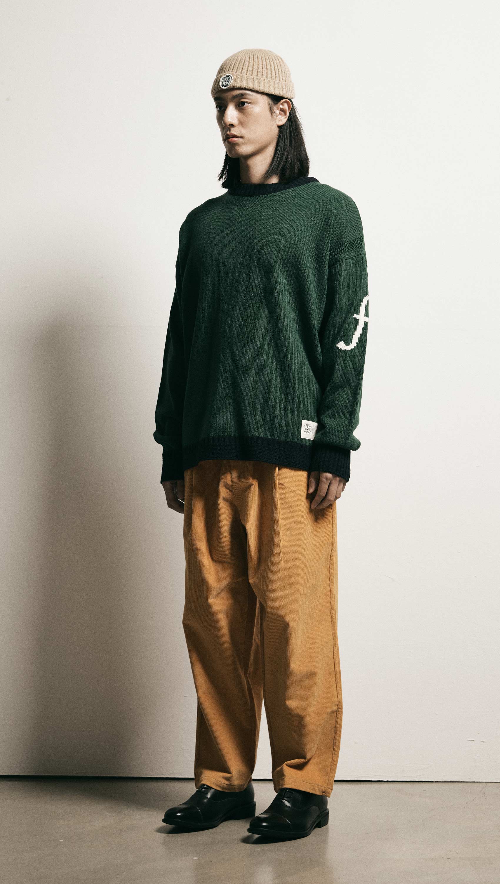 Corduroy wide banding pants (Mustard)