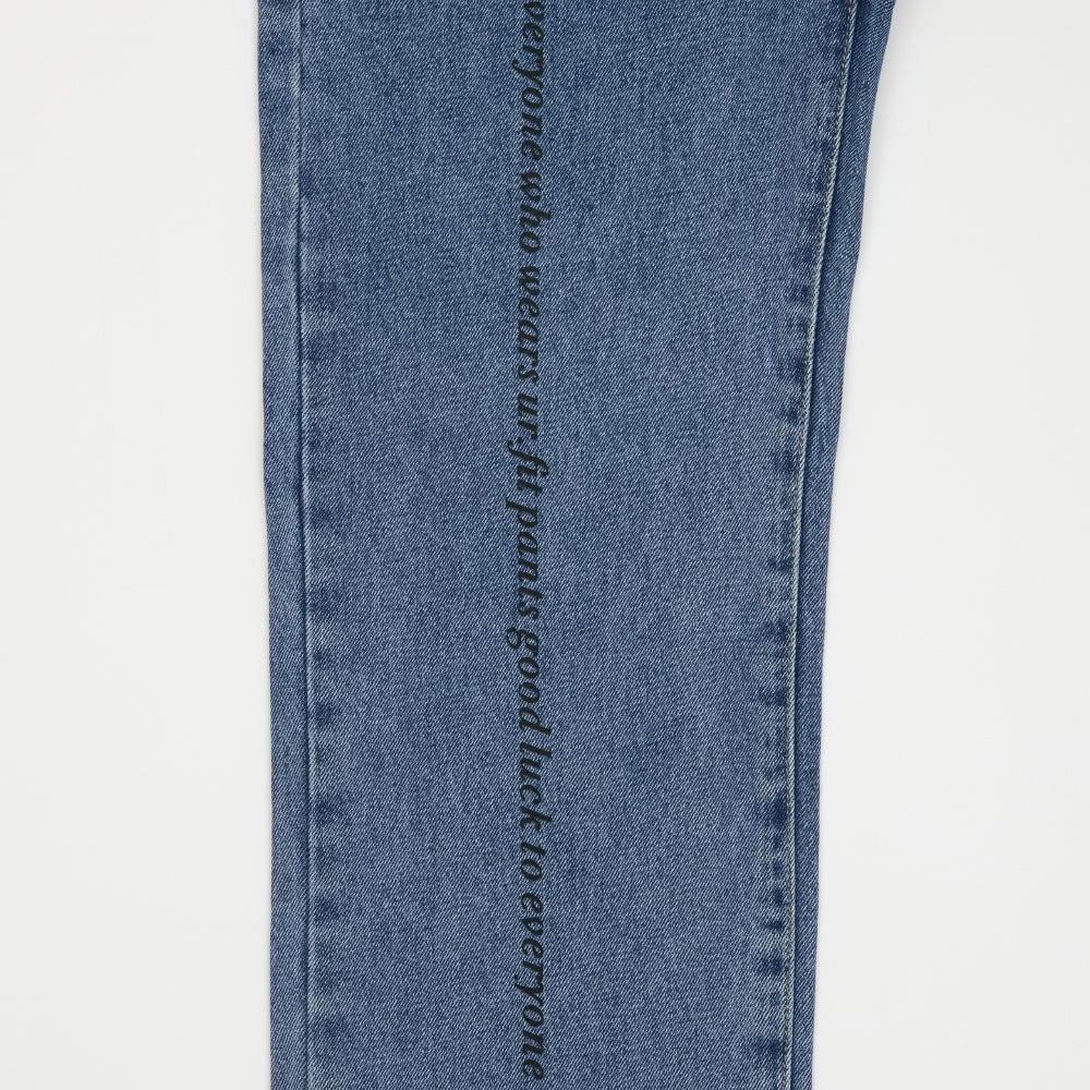 LETTERING STRAIGHT FIT DENIM PANTS [6886]