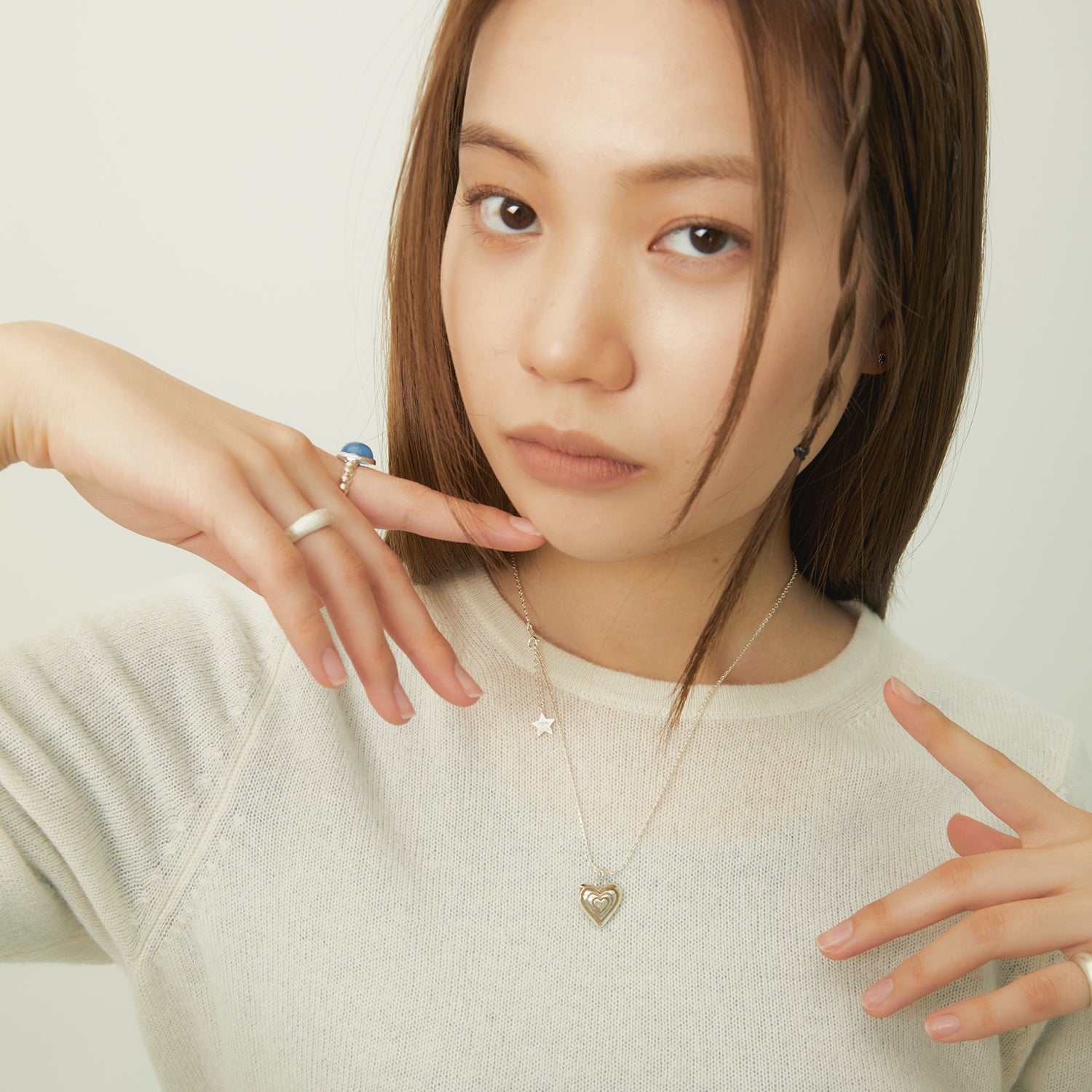 puffy double heart necklace