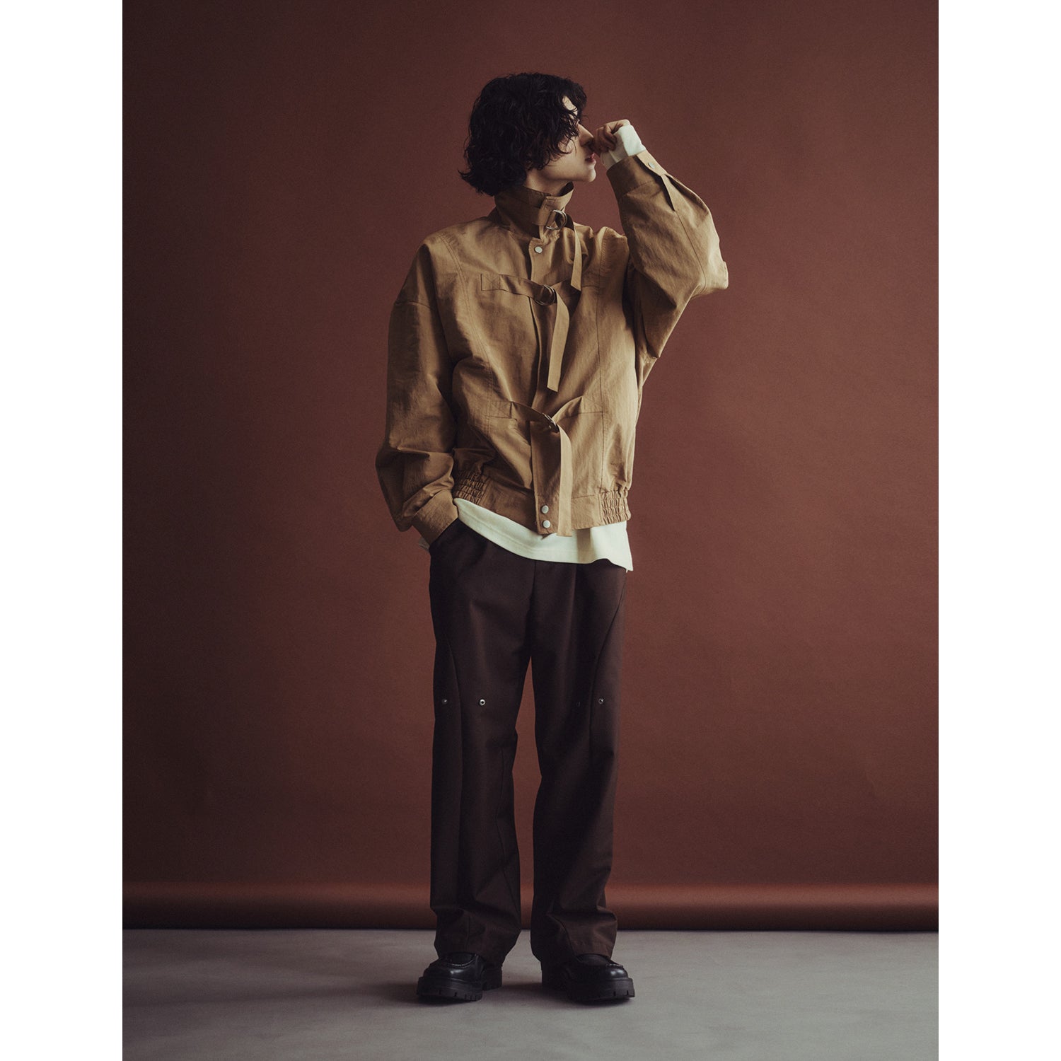 D-RING STRAP HARRINGTON JACKET_BR