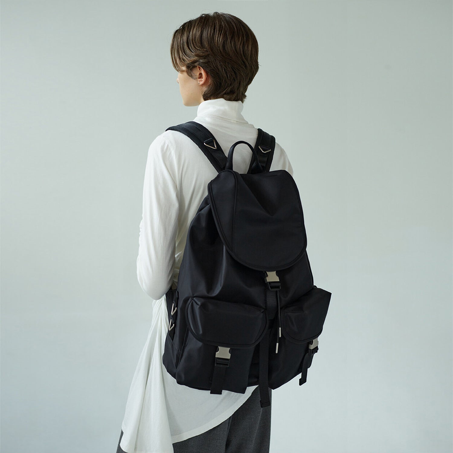 [After Pray Edition] 2-Pocket Nylon Cargo Rucksack (Black&Nickel)