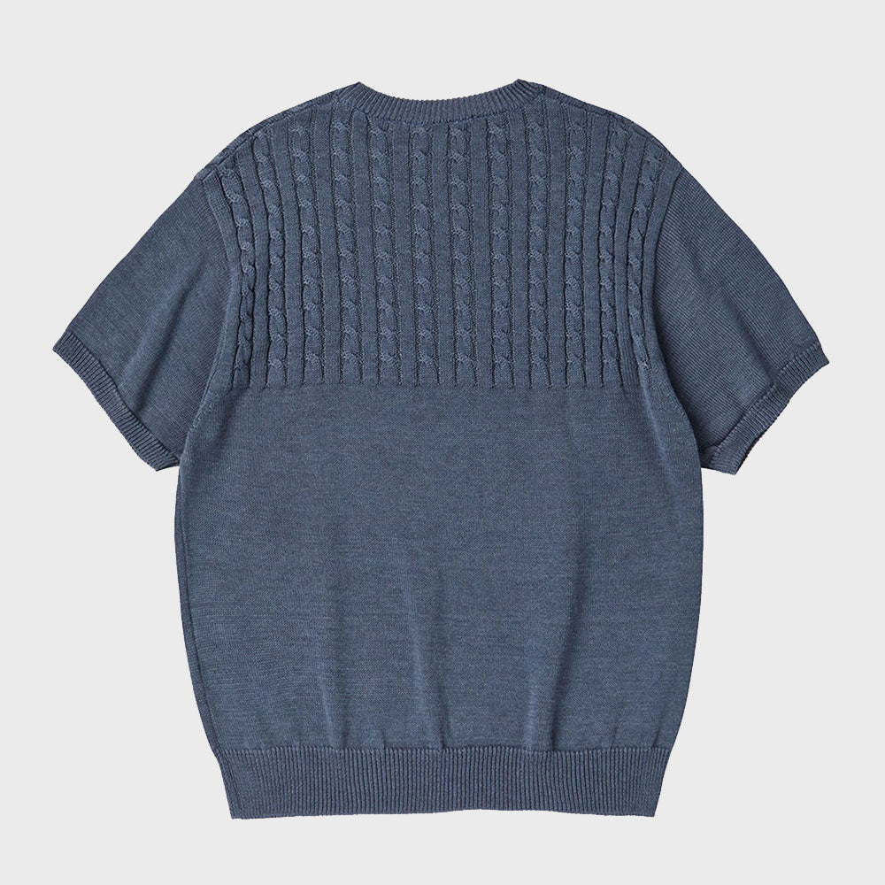 CABLE HALF SLEEVE KNIT (MIDNIGHT BLUE)