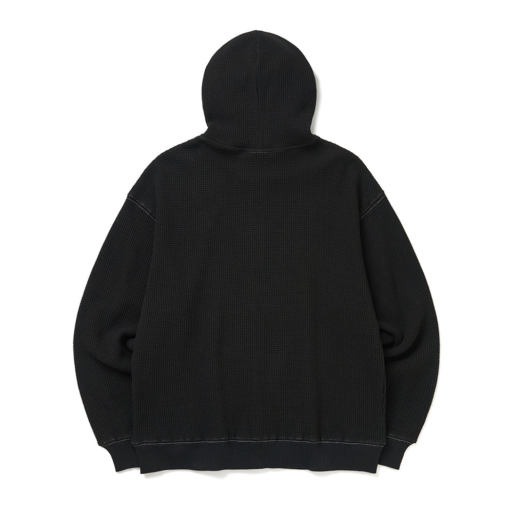 BEADED WAFFLE HOODIE ZIPUP (BLACK)